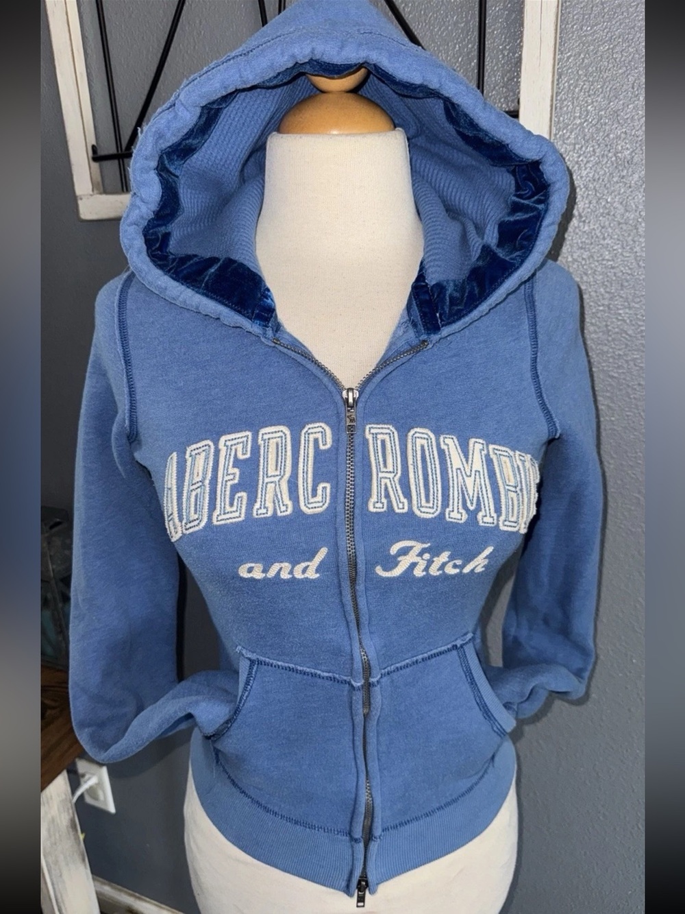 Y2K Abercrombie & Fitch Blue Zip-Up Hoodie Jacket